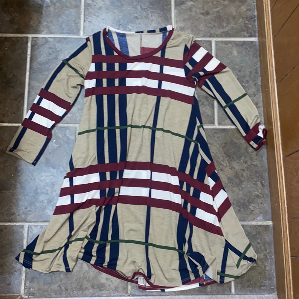 Plaid quarter sleeve dress